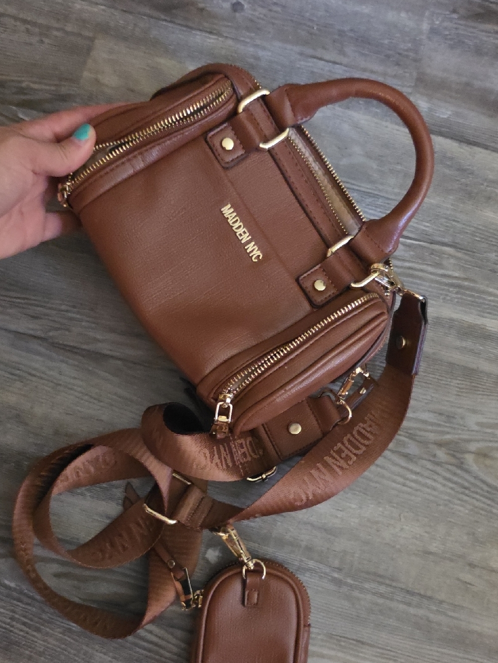 Madden NYC Brown Leather Crossbody Satchel